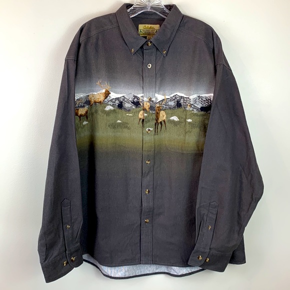 Cabela's Other - Vintage Cabela’s Chamois Elk Print Pina Cotton Button Down Shirt